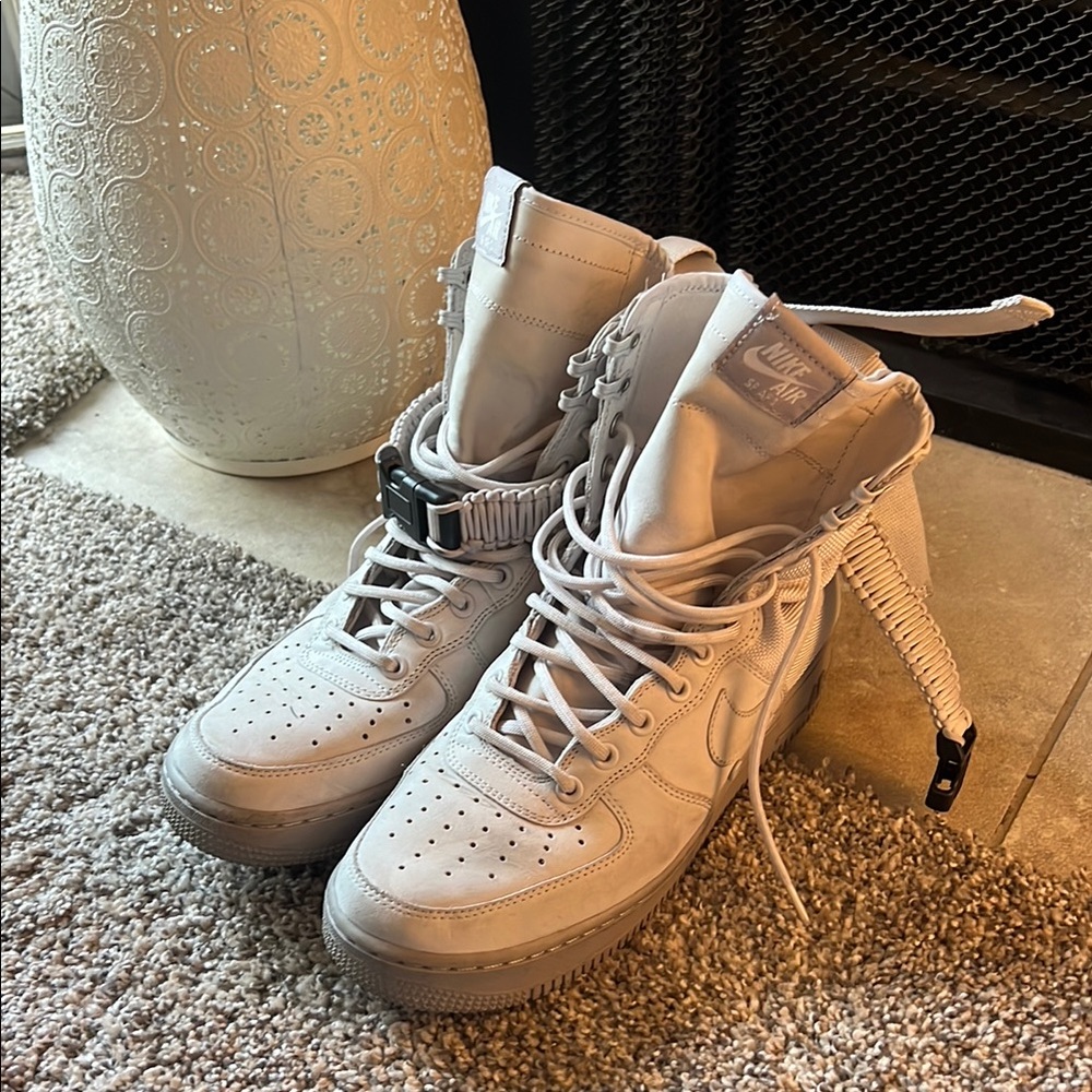 Nike Air SF AF1 White High-Top Sneakers with Textured Design